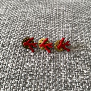 Set of 3 Isaia lapel red coral pins